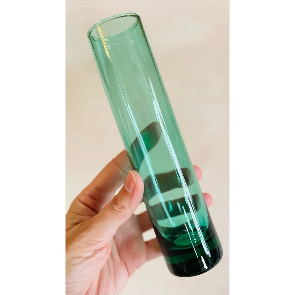 Set of 3 Vintage Libbey Glass Bud Vases Pink Blue Green
